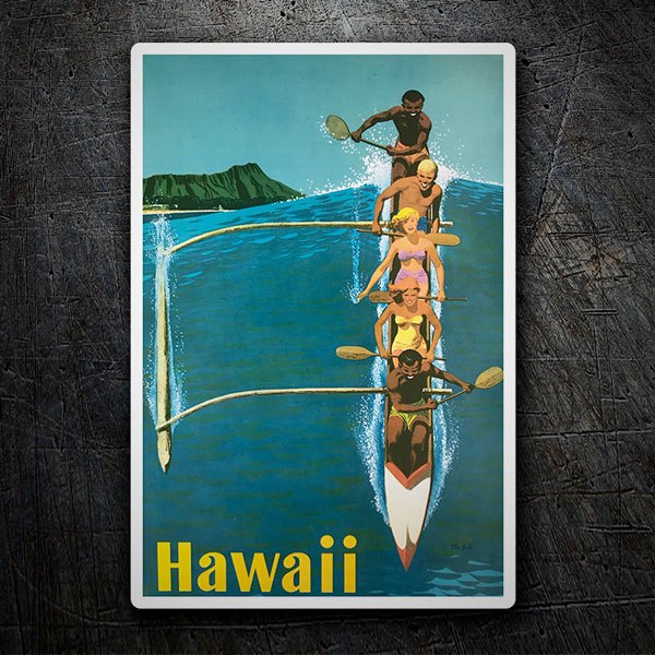 Adesivi per Auto e Moto: Canoa nel mare delle Hawaii