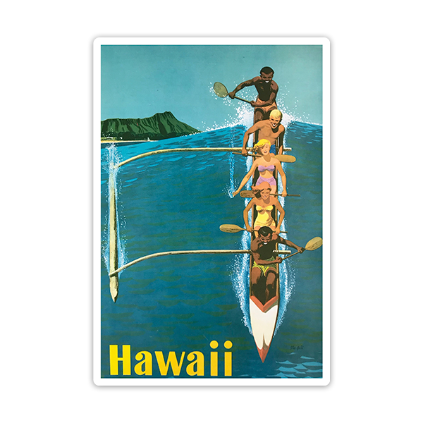 Adesivi per Auto e Moto: Canoa nel mare delle Hawaii