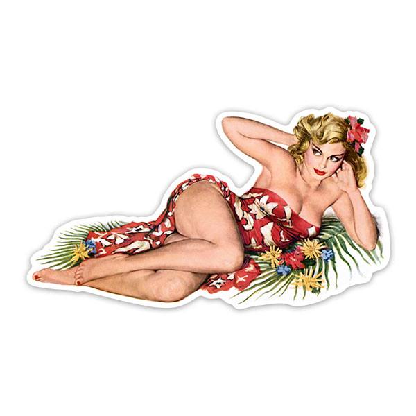 Adesivi per Auto e Moto: Ragazza Pin Up Hawaiana