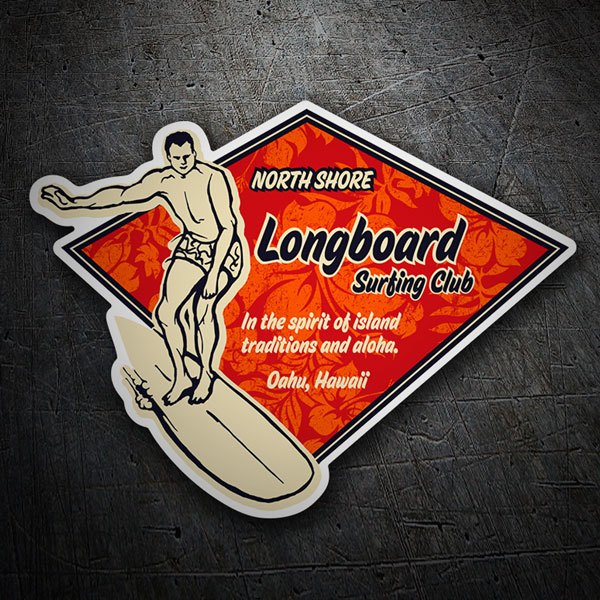 Adesivi per Auto e Moto: Longboard Surfing Club Hawaii