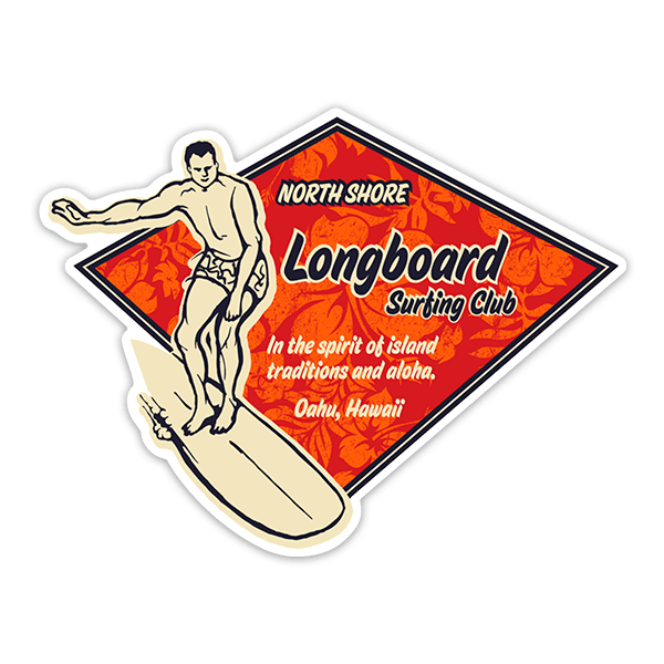 Adesivi per Auto e Moto: Longboard Surfing Club Hawaii 0
