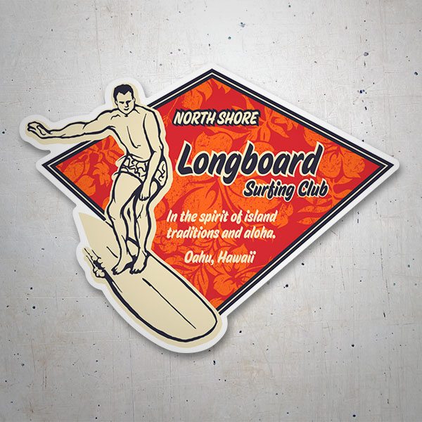 Adesivi per Auto e Moto: Longboard Surfing Club Hawaii