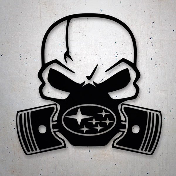 Adesivi per Auto e Moto: Teschio Subaru con Maschera e Pistoni