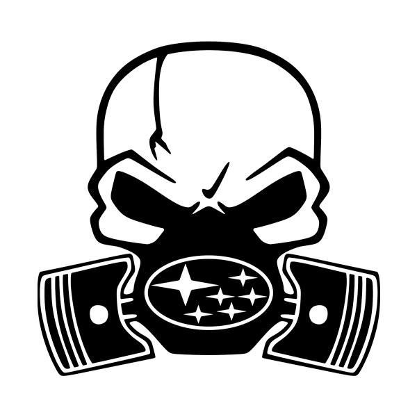 Adesivi per Auto e Moto: Teschio Subaru con Maschera e Pistoni