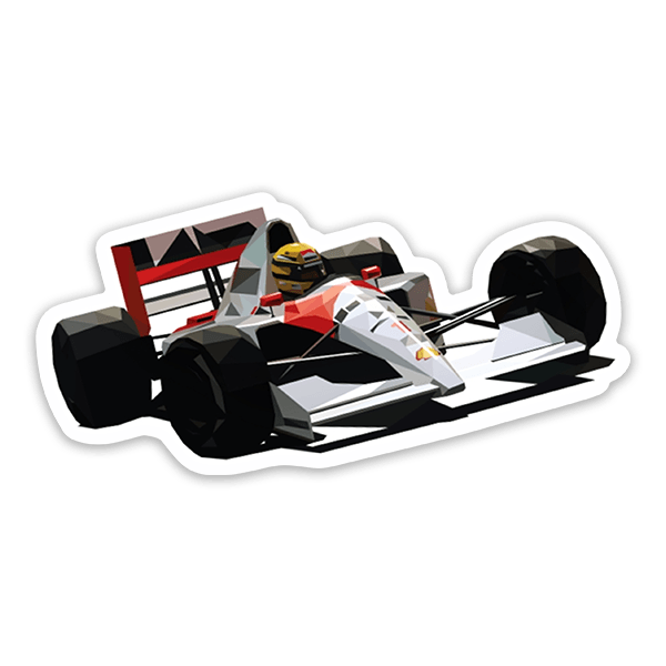 Adesivi per Auto e Moto: Ayrton Senna in Auto da Corsa Minimalista