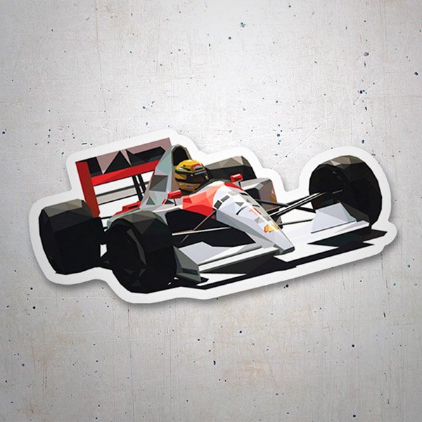 Adesivi per Auto e Moto: Ayrton Senna in Auto da Corsa Minimalista