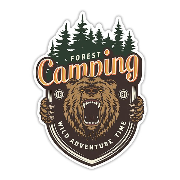 Adesivi per Auto e Moto: Camping Forest Wild Adventure Time