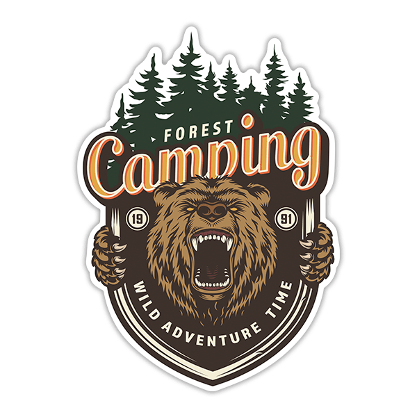 Adesivi per Auto e Moto: Camping Forest Wild Adventure Time