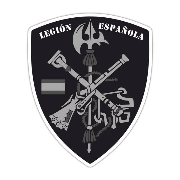 Adesivi per Auto e Moto: Stemma della Legione Spagnola in bianco e nero