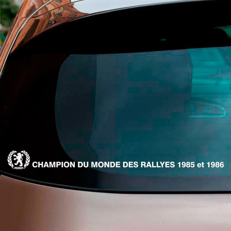 Adesivi per Auto e Moto: Adesivo Peugeot Champion du Monde des Rallyes