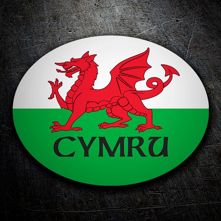 Adesivi per Auto e Moto: Adesivo Stemma del Galles CYMRU, drago gallese
