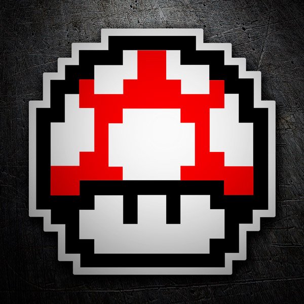 Adesivi per Auto e Moto: Mario Bros Seta Pixel rosso
