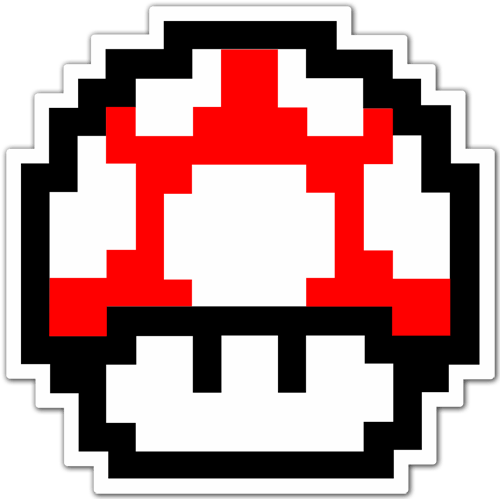 Adesivi per Auto e Moto: Mario Bros Seta Pixel rosso 0