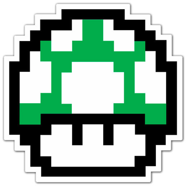 Adesivi per Auto e Moto: Mario Bros Seta Seta Pixel Verde