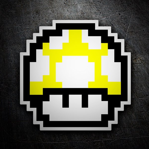 Adesivi per Auto e Moto: Mario Bros Seta Pixel giallo