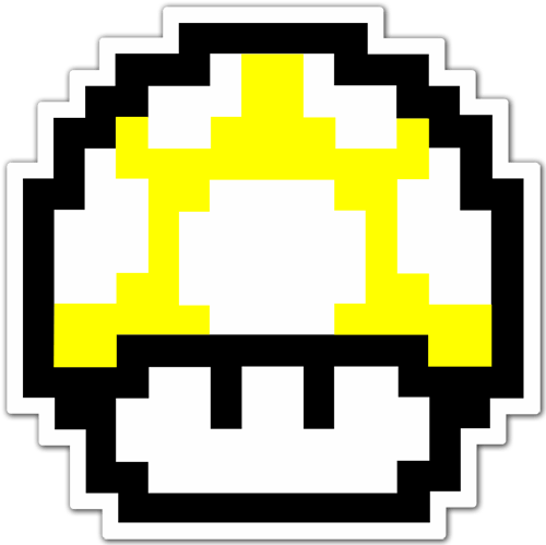 Adesivi per Auto e Moto: Mario Bros Seta Pixel giallo