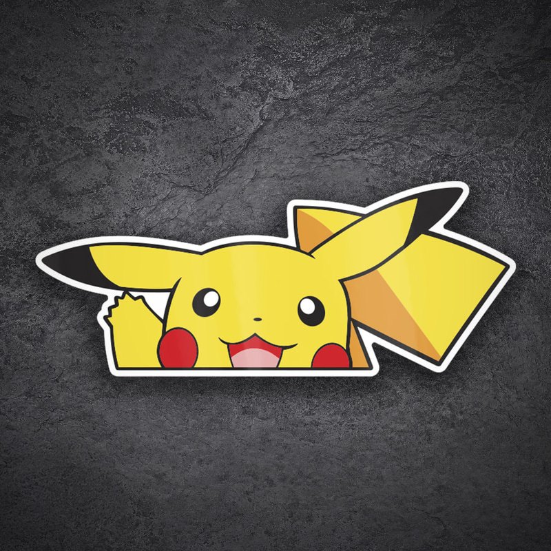 Adesivi per Auto e Moto: Pikachu Felice che Saluta
