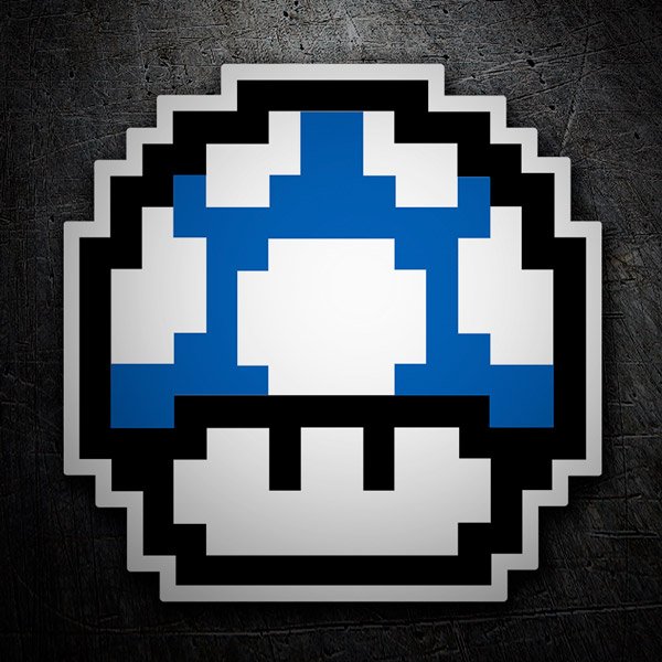 Adesivi per Auto e Moto: Mario Bros Seta Seta Pixel Blu