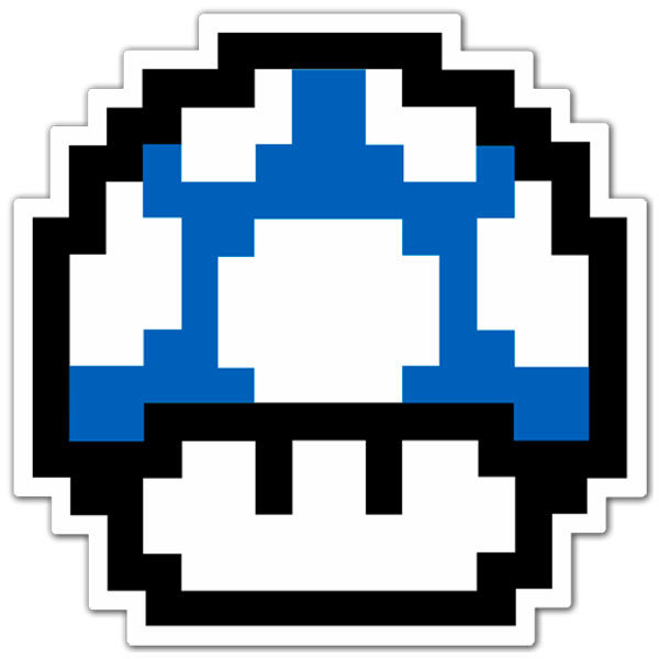 Adesivi per Auto e Moto: Mario Bros Seta Seta Pixel Blu