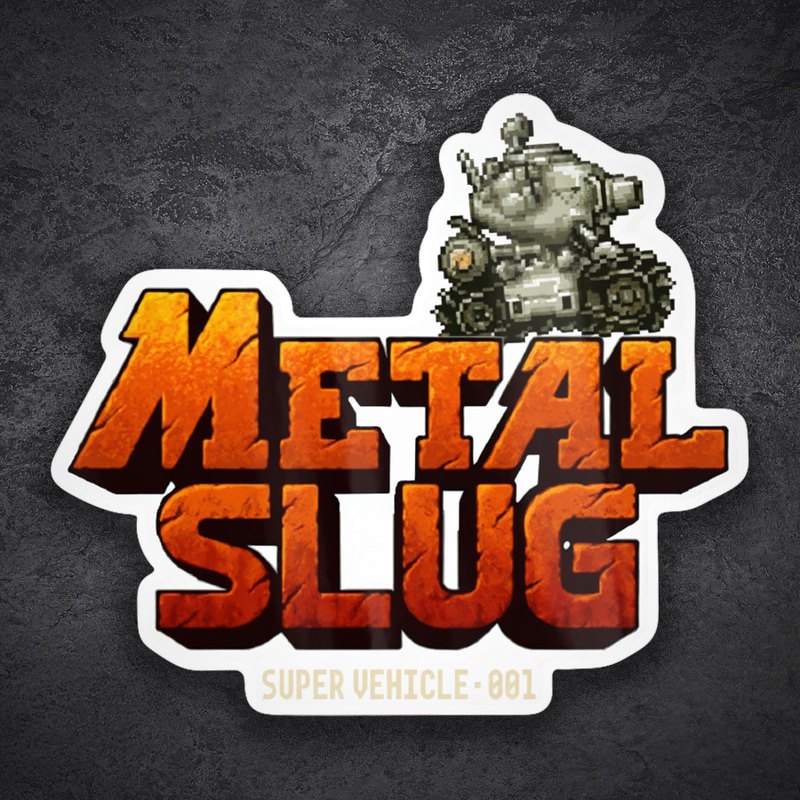 Adesivi per Auto e Moto: Logo Metal Slug con Tanque Pixelado