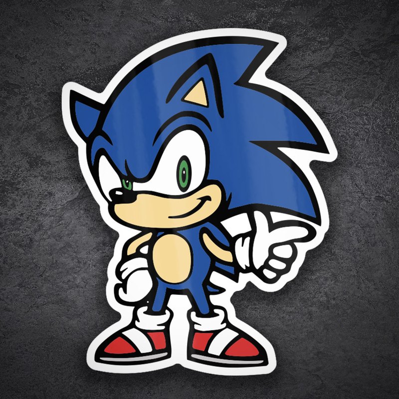 Adesivi per Auto e Moto: Sonic Classico che Indica Retro