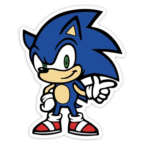 Adesivi per Auto e Moto: Sonic Classico Dedo Retro