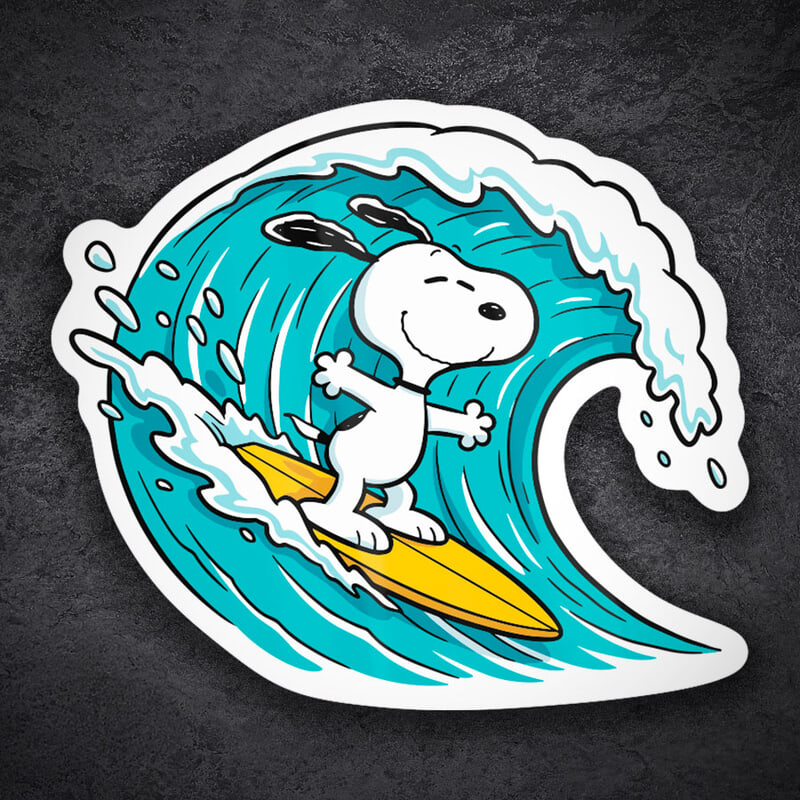 Adesivi per Auto e Moto: Snoopy Surfing Wave