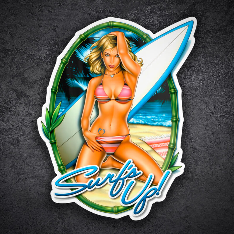 Adesivi per Auto e Moto: Ragazza surfista Surf's Up