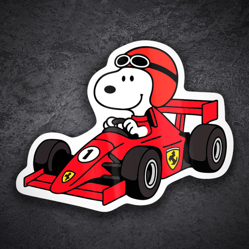 Adesivi per Auto e Moto: Snoopy Pilota Ferrari