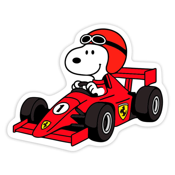 Adesivi per Auto e Moto: Snoopy Pilota Ferrari
