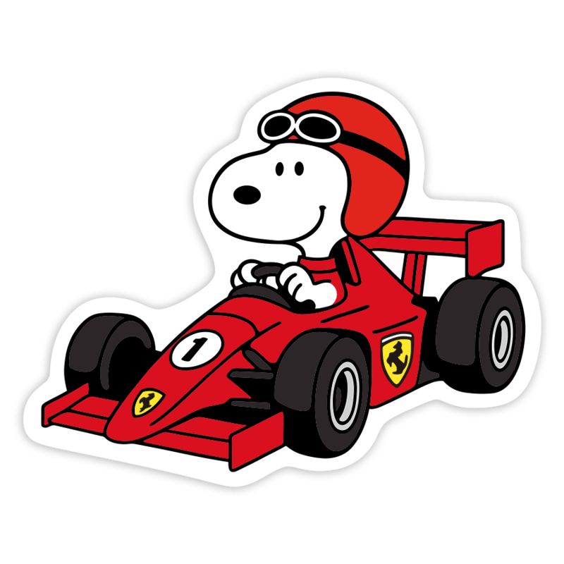 Adesivi per Auto e Moto: Snoopy Pilota Ferrari