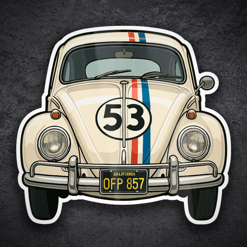 Adesivi per Auto e Moto: Auto VW Beetle Herbie 53