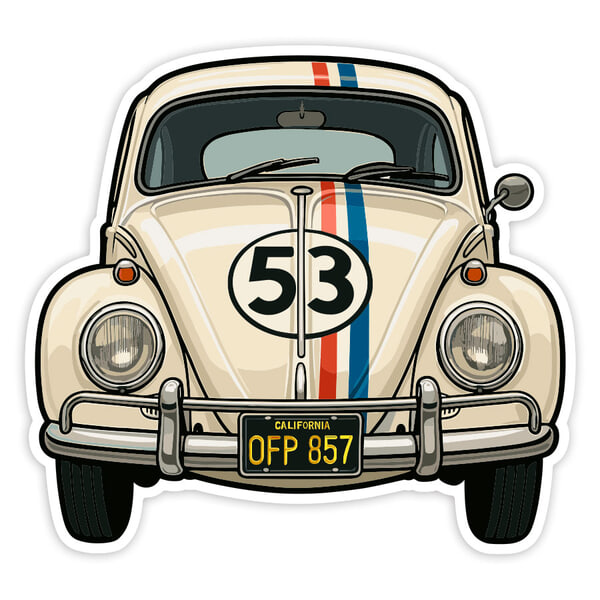 Adesivi per Auto e Moto: Auto VW Beetle Herbie 53