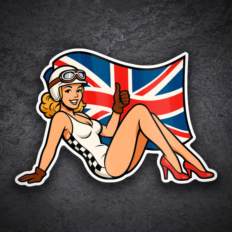 Adesivi per Auto e Moto: Pilota Pin-Up Britannica