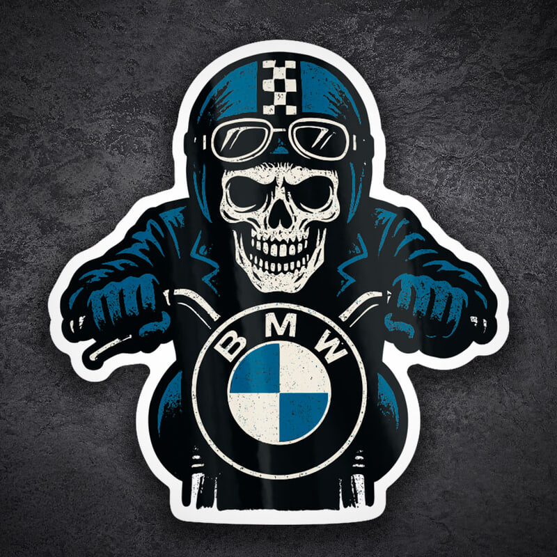 Adesivi per Auto e Moto: Teschio Biker BMW Dise&ntilde;o Vinilo Decorativo