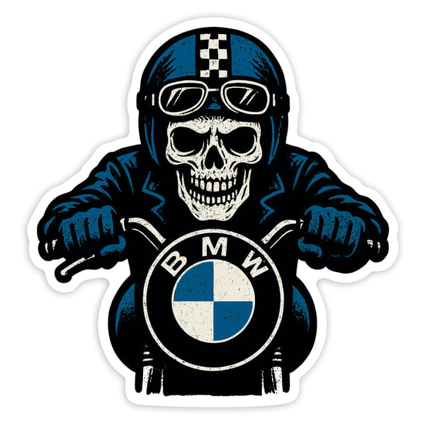 Adesivi per Auto e Moto: Teschio Biker BMW Dise&ntilde;o Vinilo Decorativo