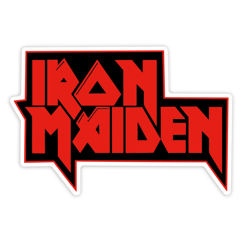Adesivi per Auto e Moto: Iron Maiden in Testo in Blocco con Bordo Affilato