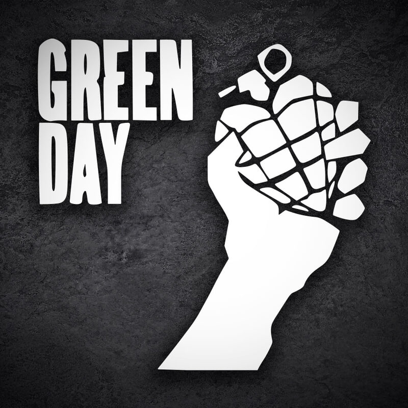 Adesivi per Auto e Moto: Green Day Mano Granata