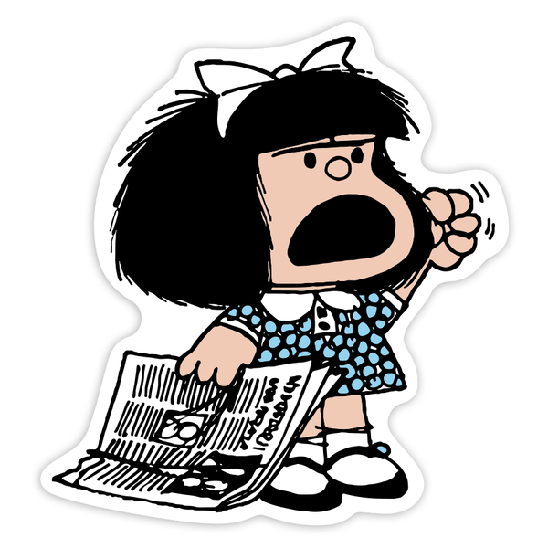 Adesivi per Auto e Moto: Mafalda Protesta Giornale