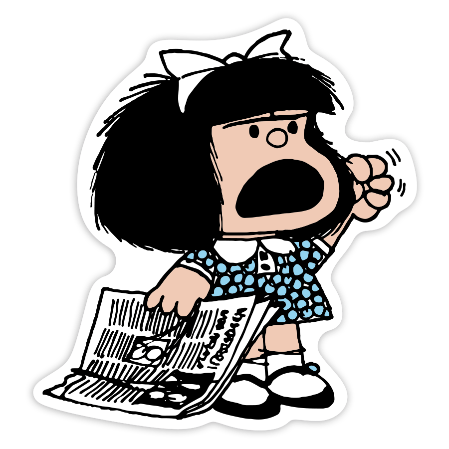 Adesivi per Auto e Moto: Mafalda Protesta Giornale