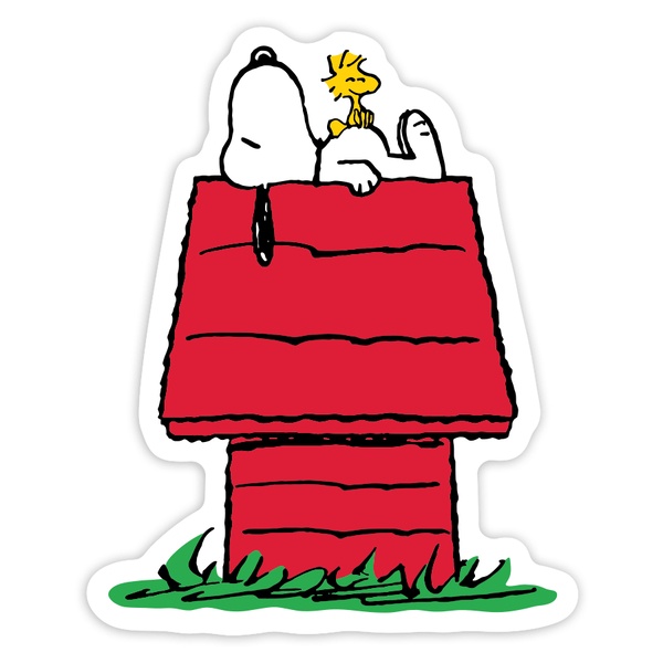 Adesivi per Auto e Moto: Snoopy e Woodstock Cuccia
