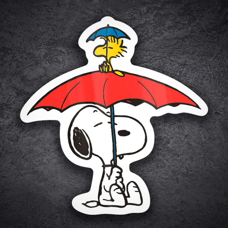 Adesivi per Auto e Moto: Snoopy e Woodstock Ombrello