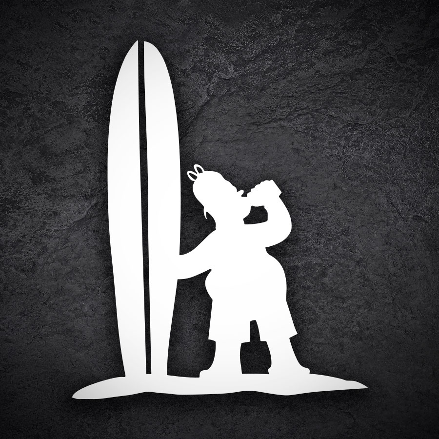 Adesivi per Auto e Moto: Homer Simpson surfista con birra