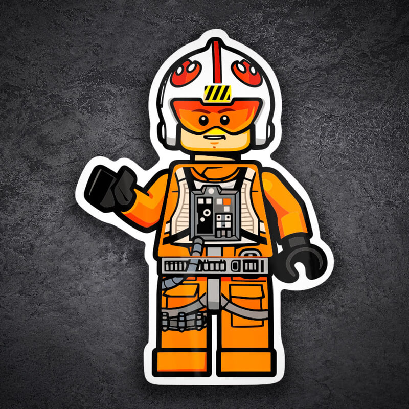 Adesivi per Auto e Moto: Lego Star Wars Luke Skywalker Pilota Ribelle