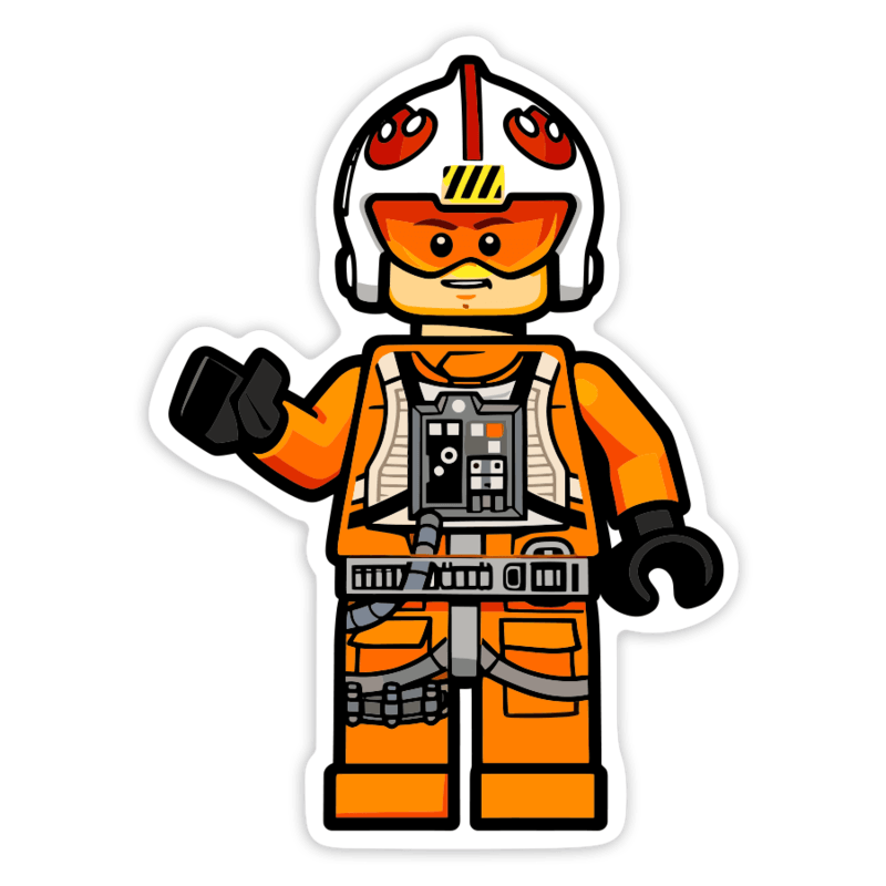 Adesivi per Auto e Moto: Lego Star Wars Luke Skywalker Pilota Ribelle