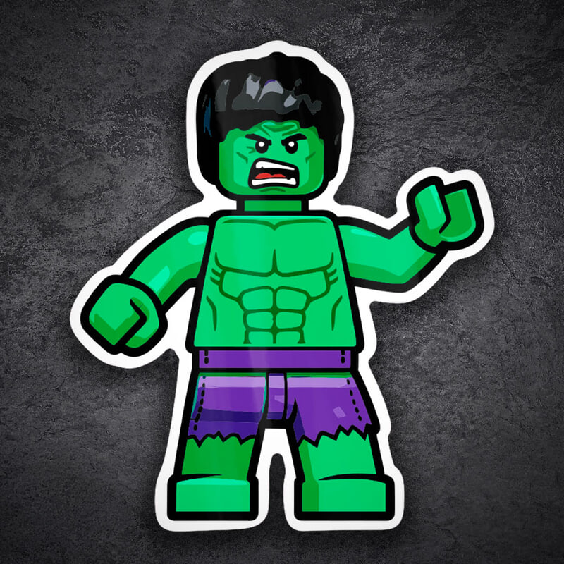 Adesivi per Auto e Moto: Lego Marvel Hulk Verde