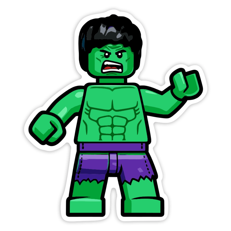 Adesivi per Auto e Moto: Lego Marvel Hulk Verde