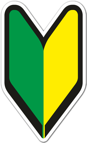 Adesivi per Auto e Moto: Shoshinsha Badge in Forma di V con Colori Verde e 