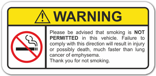 Adesivi per Auto e Moto: Adesivo proibito fumare in questa macchina