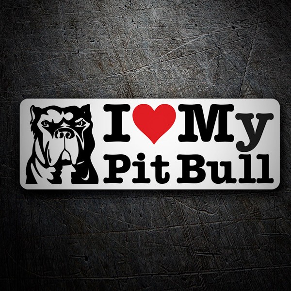 Adesivi per Auto e Moto: Love My Pit Bull con Illustrazione di Impronte